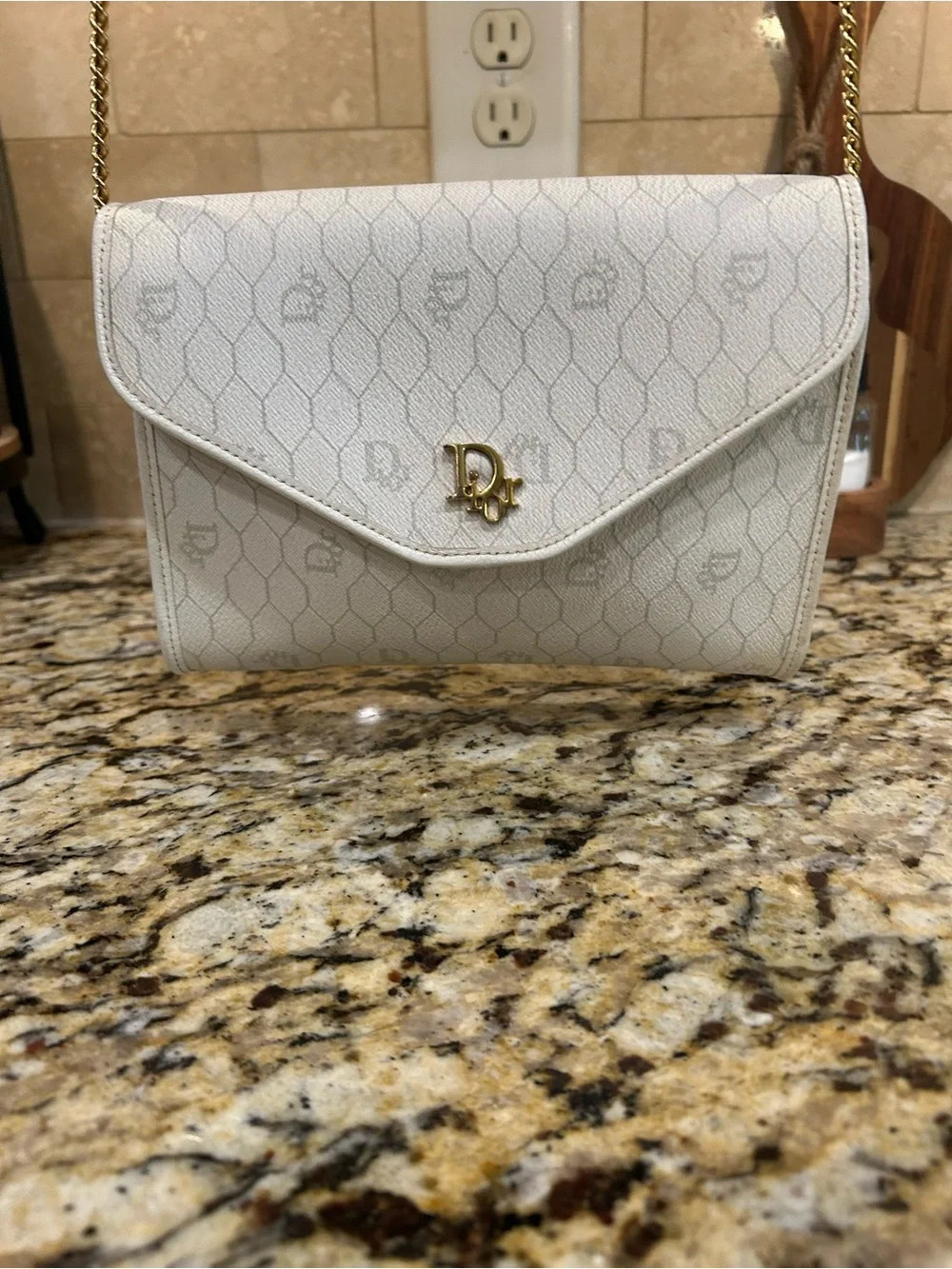 Dior 1990-2000's Honeycomb Shoulder Bag In White with coa